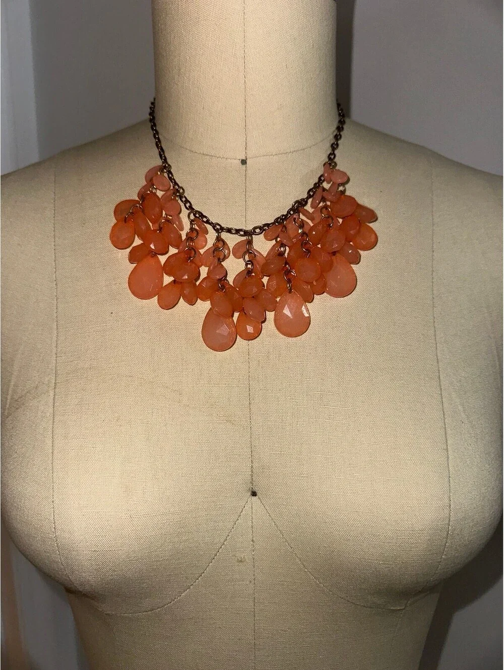 Coral Chunky Beaded Y2K Statement Style Necklace